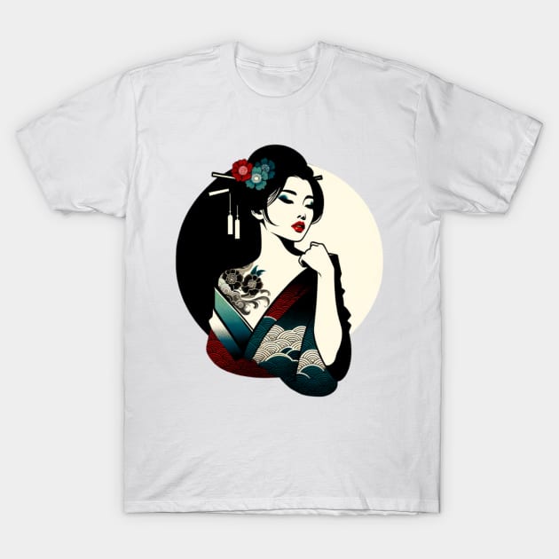 Femme fatale geisha T-Shirt by InnerMirrorExpressions